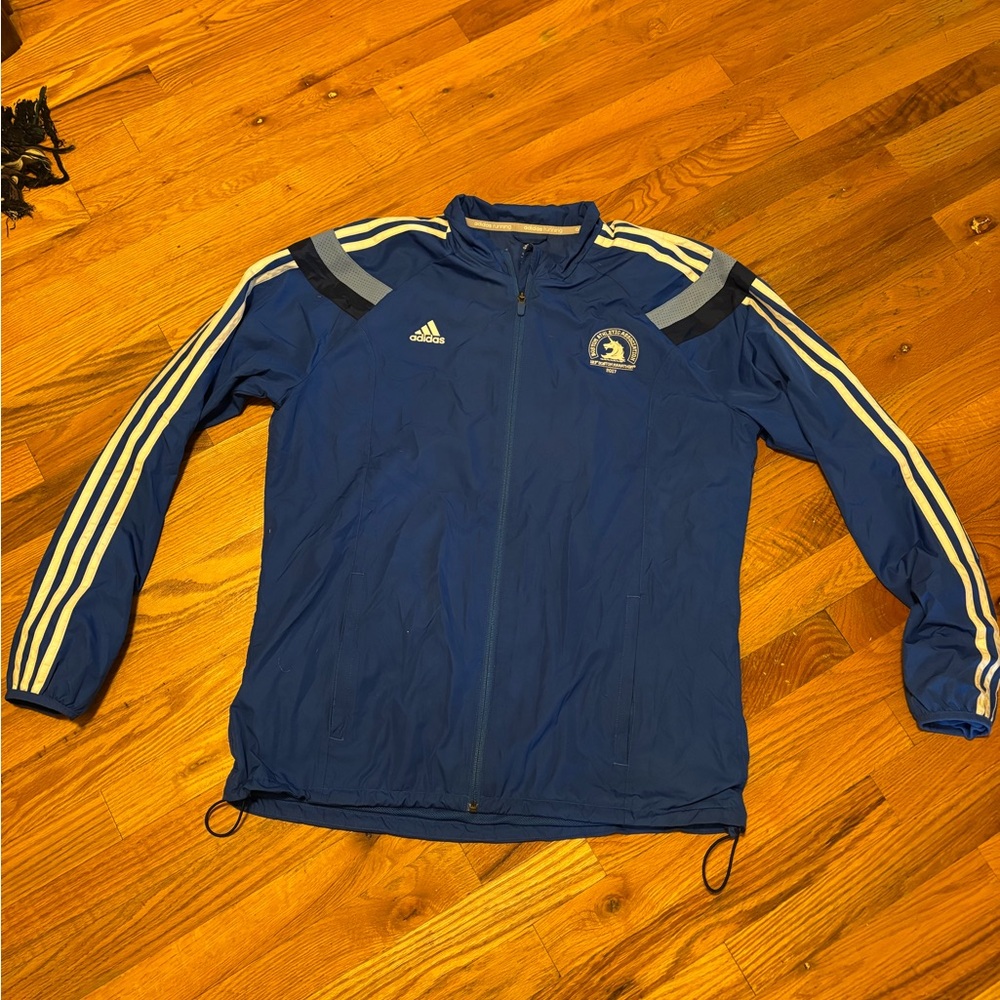 Adidas Blue Windbreaker with White Stripes